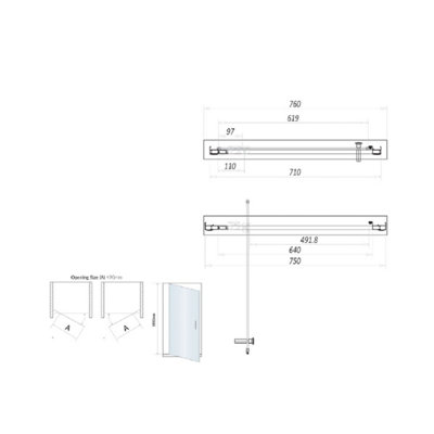 UK Home Living Avalon 760mm Pivot Door with 760mm Side Panel with 760x760 tray and waste