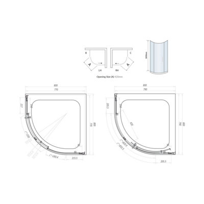 UK Home Living Avalon 800mm Single Door Quad
