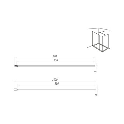 UK Home Living Avalon 8mm Wet room panel 2000mmx1000mm inc wall profile and minimalist wall support in Brushed Brass