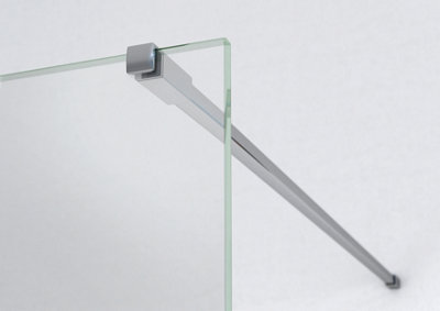 UK Home Living Avalon 8mm Wet room panel 2000mmx1000mm with wall profile and minimalist wall support in chrome