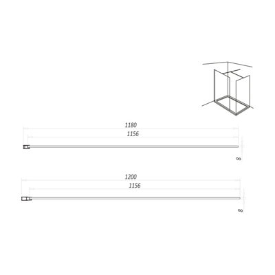 UK Home Living Avalon 8mm Wet room panel 2000mmx1200mm with wall profile and minimalist wall support in chrome - 3
