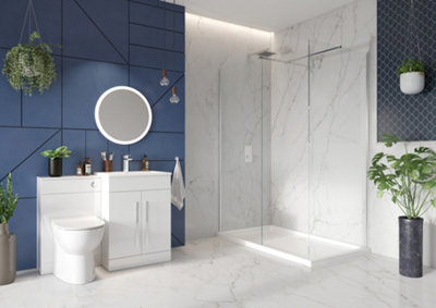 UK Home Living Avalon 8mm Wet room panel 2000mmx900mm with wall profile and minimalist wall support in chrome Price Comparisons | Compare The Build