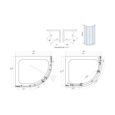 UK Home Living Avalon 900mm x 760mm Double Door Quad