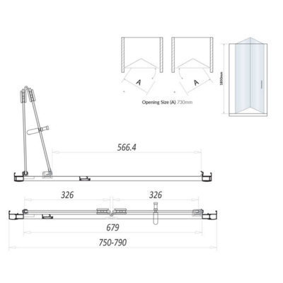 UK Home Living Avalon Bi-fold door for recess 800mm - Black - 3