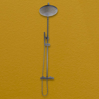 UK Home Living Avalon Core Round Rigid Riser Shower Gunmetal