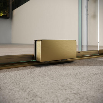 UK Home Living Avalon Designer 8mm Minimal Frame Sliding Door 1000mm Brushed Brass
