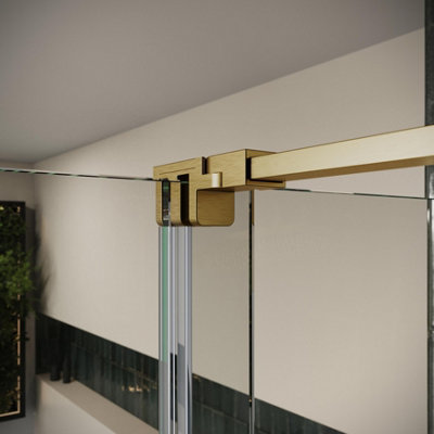 UK Home Living Avalon Designer 8mm Minimal Frame Sliding Door 1000mm Brushed Brass - 3