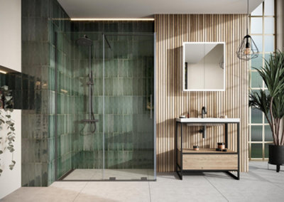 UK Home Living Avalon Designer 8mm Minimal Frame Sliding Door 1100mm Gunmetal with 800mm side panel, INC TRAY AND WASTE Price Comparisons | Compare The Build