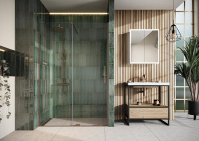 UK Home Living Avalon Designer 8mm Minimal Frame Sliding Door 1400mm Brushed Bronze Price Comparisons | Compare The Build