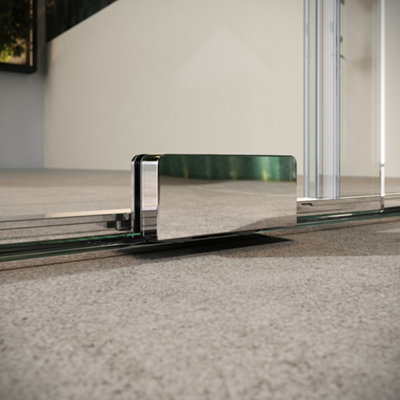 UK Home Living Avalon Designer 8mm Minimal Frame Sliding Door 1400mm Chrome with 900mm side panel - 3