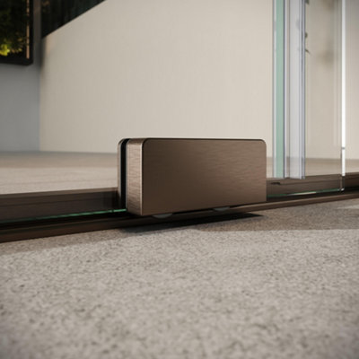UK Home Living Avalon Designer 8mm Minimal Frame Sliding Door 1500mm Brushed Bronze with 700mm side panel