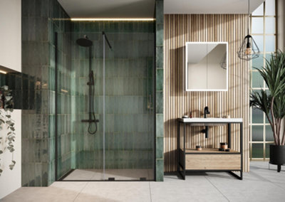 UK Home Living Avalon Designer 8mm Minimal Frame Sliding Door 1700mm Matt Black Price Comparisons | Compare The Build