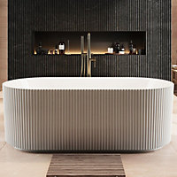 UK Home Living Avalon Fluted Freestanding Bath 1700x800mm inc. White Overflow and Waste