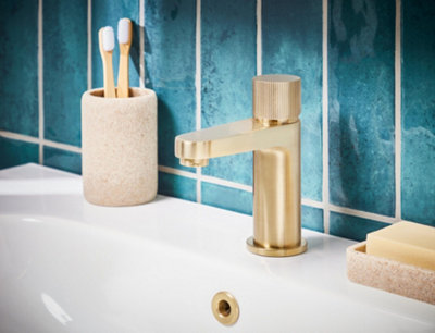 UK Home Living Avalon Koko Mini Basin Tap Brushed Brass