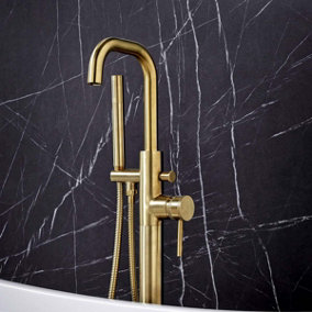 UK Home Living Avalon NEW RANGE OFFER PRICE Core Freestanding Bath Shower Mixer Brushed Brass