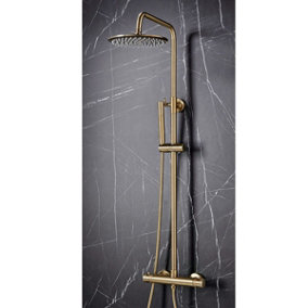 UK Home Living Avalon NEW RANGE OFFER PRICE Core Round Rigid Riser Shower Brushed Brass