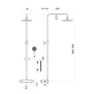 UK Home Living Avalon NEW RANGE OFFER PRICE Round Black Shower thermostatic PLUS Adjustable height - 3