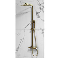 UK Home Living Avalon NEW RANGE OFFER PRICE Square Rigid Riser Shower in Brushed Brass
