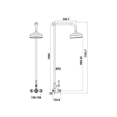 UK Home Living Avalon NEW RANGE OFFER PRICE Traditional Thermostatic Exposed Valve with Fixed Head chrome