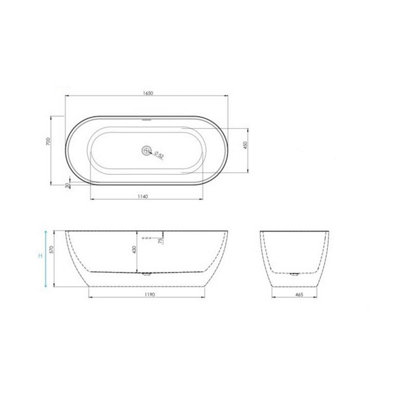 UK Home Living Avalon NEW RANGE OFFER PRICE Ure gloss white freestanding bath 1650x700mm including white waste and overflow - 3