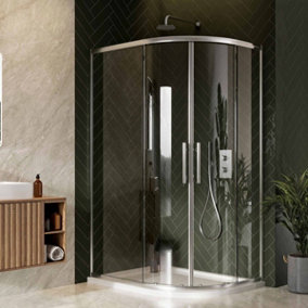 UK Home Living Avalon Next Level 8mm Double Door Offset Quadrant Shower Enclosure 1000 x 800mm inc left hand tray and waste