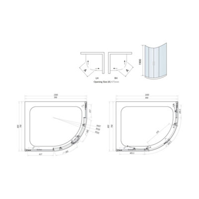 UK Home Living Avalon Next Level 8mm Double Door Offset Quadrant Shower Enclosure 1000 x 800mm inc left hand tray and waste - 3