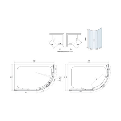 UK Home Living Avalon Next Level 8mm Double Door Offset Quadrant Shower Enclosure 1200 x 800mm inc. right hand tray and waste - 3