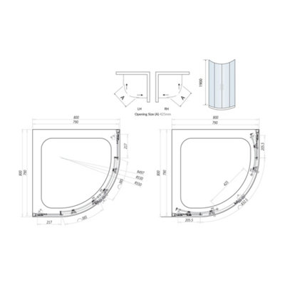 UK Home Living Avalon Next Level 8mm Double Door Quadrant Shower Enclosure 800x800mm - 3