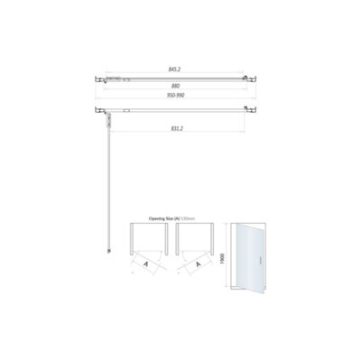 UK Home Living Avalon Next Level 8mm HInged Door 1000mm with 800mm side panel - 3