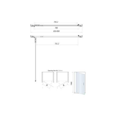 UK Home Living Avalon Next Level 8mm HInged Door 900mm with 700mm side panel - 3