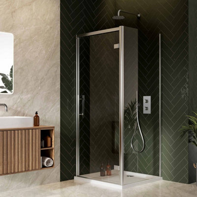 UK Home Living Avalon Next Level 8mm HInged Door 900mm with 800mm side panel Price Comparisons | Compare The Build