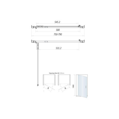 UK Home Living Avalon Next Level 8mm HInged Door for Recess 700mm - 3