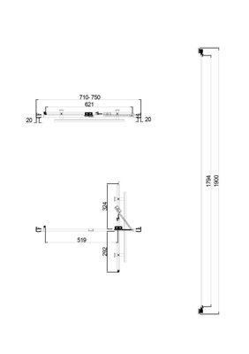 UK Home Living Avalon Next Level 8mm Infold Door 760mm with 700mm side panel - 3