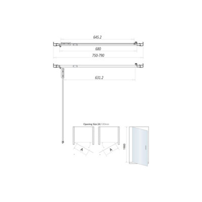UK Home Living Avalon Next Level 8mm Infold Door for Recess 800mm with 800x800mm tray and waste - 3
