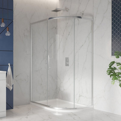 UK Home Living Avalon Next Level 8mm Single Door Offset Quadrant Shower Enclosure 1000 x 800mm inc. right hand tray and waste