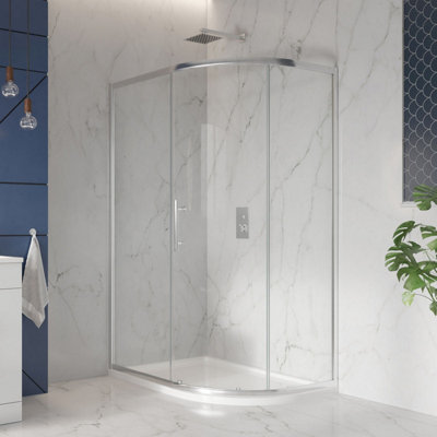 UK Home Living Avalon Next Level 8mm Single Door Offset Quadrant Shower Enclosure 1200 x 900mm inc left hand tray and waste