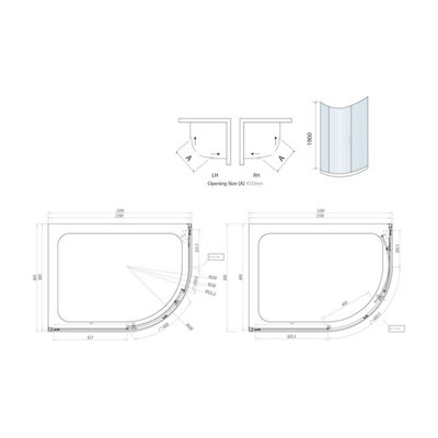 UK Home Living Avalon Next Level 8mm Single Door Offset Quadrant Shower Enclosure 1200 x 900mm inc left hand tray and waste - 3