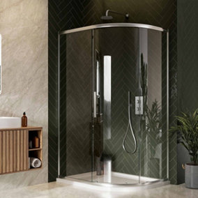 UK Home Living Avalon Next Level 8mm Single Door Offset Quadrant Shower Enclosure 900 x 760mm inc. left hand tray and waste