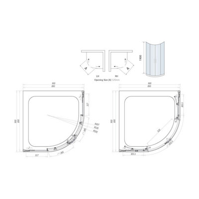 UK Home Living Avalon Next Level 8mm Single Door Quadrant Shower Enclosure 900x900mm - 3