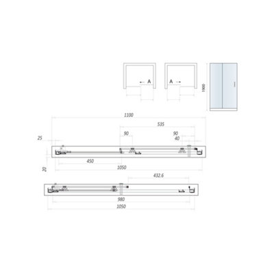 UK Home Living Avalon Next Level 8mm Sliding Shower Door for recess 1100mm with 1100x800mm tray and waste - 3