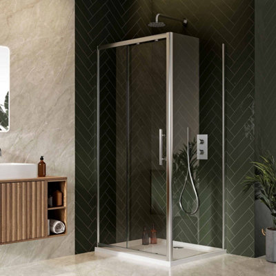 UK Home Living Avalon Next Level 8mm Sliding Shower Door for recess 1200mm with 1200x760mm tray and waste Price Comparisons | Compare The Build
