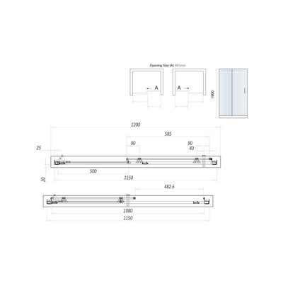 UK Home Living Avalon Next Level 8mm Sliding Shower Door for recess 1200mm with 1200x900mm tray and waste - 3