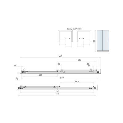 UK Home Living Avalon Next Level 8mm Sliding Shower Door for recess 1400mm with 1400x800mm tray and waste - 3
