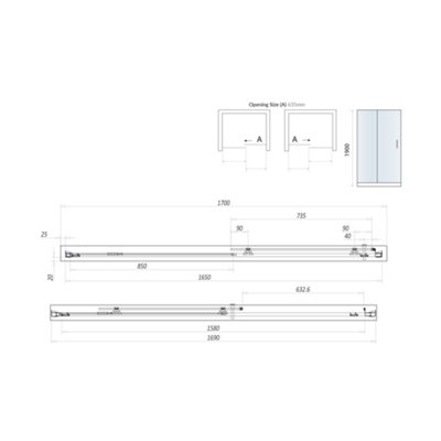 UK Home Living Avalon Next Level 8mm Sliding Shower Door for recess 1700mm with 1700x760mm tray and waste - 3