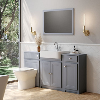 UK Home Living Avalon OFFER PRICE 660mm Classica Vanity Unit Stone Grey Grey with basin