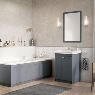 UK Home Living Avalon OFFER PRICE Classica 600mm Vanity Stone Grey with basin