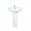 UK Home Living Avalon OFFER PRICE Spa bathroom suite with close coupled toilet, soft close seat and 500mm basin with full pedestal