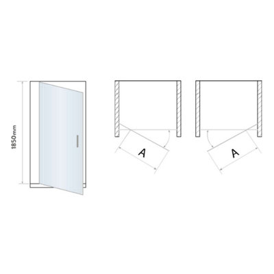 UK Home Living Avalon Pivot door for corner 900mm door with 800mm side panel - including shower tray and black waste