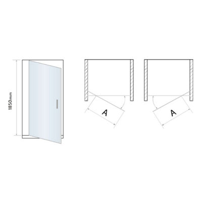 UK Home Living Avalon Pivot door for corner 900mm door with 900mm side panel - including shower tray and black waste