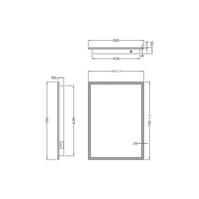 UK Home Living Avalon - PRICE REDUCED -LED Mirror w/Demister Pad & Shaver Socket 500x700mm - 4